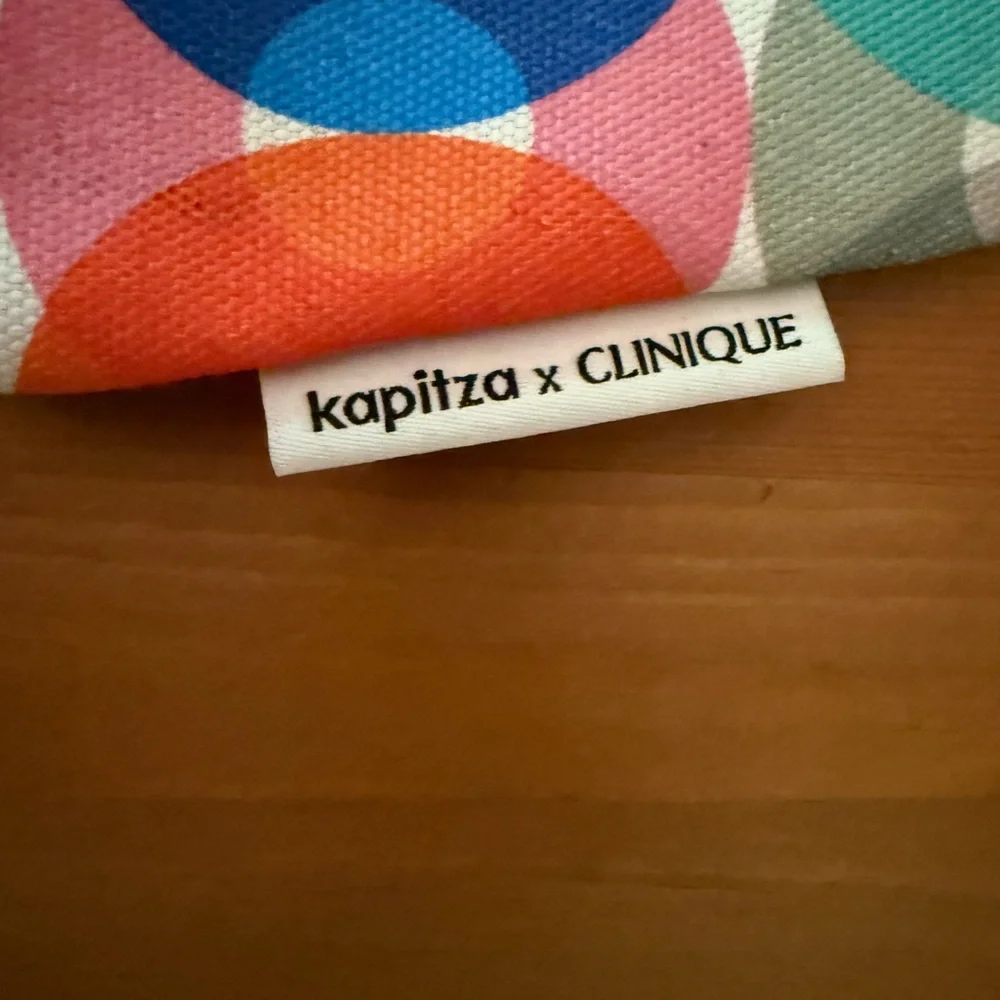 Clinique X Kapitza Cosmetics Bag Makeup Zipper Colorful Design Travel Pouch Blue